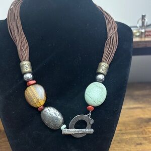 Silpada Sterling Tiger’s Eye, Sponge Coral, Howlite and pyrite necklace